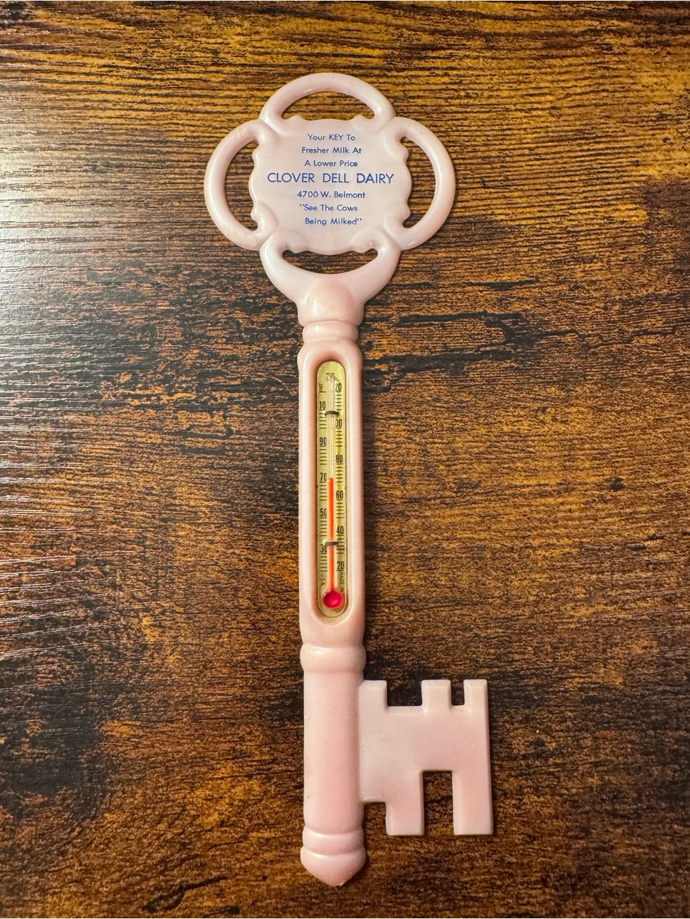 Vintage Clover Dell Dairy Plastic Advertising Thermometer